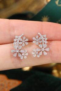 LUOWEND 18K White Gold Natural Diamond Earrings for Women