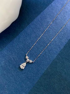 LUOWEND 18K White Gold Natural Diamond Pendant Necklace for Women