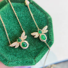 Load image into Gallery viewer, LUOWEND 18K Yellow Gold Real Natural Emerald and Diamond Necklace for Women
