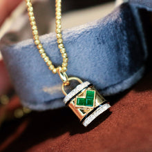 Load image into Gallery viewer, LUOWEND 18K Yellow Gold Fine Jewelry Natural Emerald Pendant for Women
