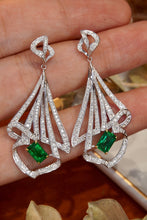 Load image into Gallery viewer, LUOWEND 18K White and Yellow Gold Real Natural Diamond and Emerald Earring for Women
