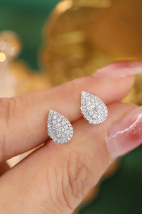 LUOWEND 18K White Gold Real Natural Diamond Stud Earrings for Women