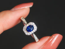 Load image into Gallery viewer, LUOWEND 18K White Gold Natural Sapphhire Ring for Women
