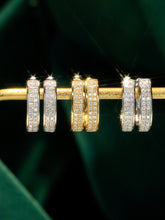 Load image into Gallery viewer, LUOWEND 18K White or Yellow Gold Natural Diamond Hoop Earrings for Women
