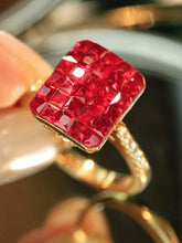 Load image into Gallery viewer, LUOWEND 18K Yellow Gold Natural Ruby Ring for Women
