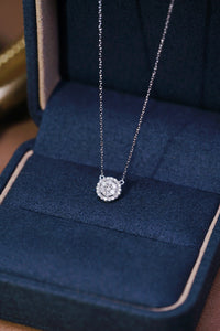 LUOWEND 18K White Gold Real Natural Diamond Pendant Necklace for Women