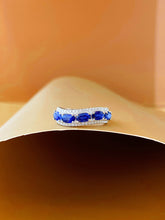 Load image into Gallery viewer, LUOWEND 18K White Gold Natural Diamond and Sapphire Ring for Women

