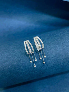 LUOWEND 18K White Gold Natural Diamond Earrings for Women