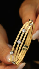 Load image into Gallery viewer, LUOWEND 18K Yellow Gold Real Natural Diamond Bangle for Women
