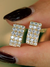 Load image into Gallery viewer, LUOWEND 18K White or Yellow Gold Natural Diamond Hoop Earrings for Women
