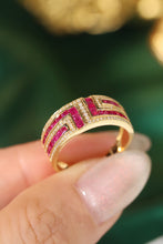 Load image into Gallery viewer, LUOWEND 18K Yellow Gold Real Natural Diamond and Ruby Ring for Women
