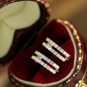 LUOWEND 18K White Gold Natural Diamond Earrings for Women