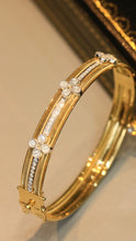 Load image into Gallery viewer, LUOWEND 18K White and Yellow Gold Real Natural Diamond Bangle for Women
