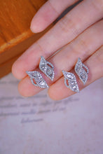 Load image into Gallery viewer, LUOWEND 18K White Gold Real Natural Diamond Stud Earrings for Women

