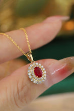 Load image into Gallery viewer, LUOWEND 18K Yellow Gold Real Natural Ruby and Diamond Gemstone Necklace for Women
