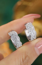 Load image into Gallery viewer, LUOWEND 18K White Gold Real Natural Diamond Hoop Earrings for Women

