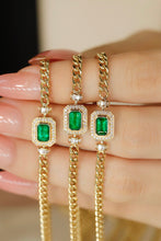 Load image into Gallery viewer, LUOWEND 18K Yellow Gold Real Natural Emerald and Diamond Gemstone Necklace for Women
