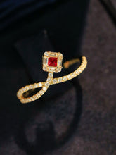 Load image into Gallery viewer, LUOWEND 18K White/Yellow Gold Natural Ruby Ring for Women
