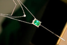 Load image into Gallery viewer, LUOWEND 18K White Gold Natural Emerald Necklace for Women
