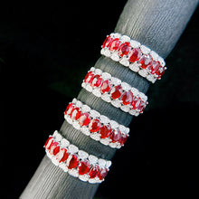 Load image into Gallery viewer, LUOWEND 18K White Gold Real Natural Diamond and Ruby Ring for Women
