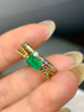 Load image into Gallery viewer, LUOWEND 18K Yellow Gold Natural Emerald Ring for Women
