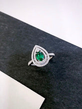 Load image into Gallery viewer, LUOWEND 18K White Gold Real Natural Emerald Earrings&amp;Ring&amp;Necklace for Women
