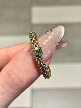 Load image into Gallery viewer, LUOWEND 18K Yellow Gold Natural Emerald Ring for Women
