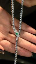 Load image into Gallery viewer, LUOWEND 18K White Gold Natural Emerald Necklace for Women
