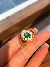 Load image into Gallery viewer, LUOWEND 18K Yellow Gold Natural Emerald Ring for Women
