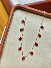 Load image into Gallery viewer, LUOWEND 18K Yellow Gold Natural Ruby Necklace for Women
