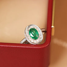 Load image into Gallery viewer, LUOWEND 18K White Gold Fine Jewelry Real Natural Emerald Ring for Women
