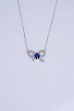 Load image into Gallery viewer, LUOWEND 18K White Gold Real Natural Diamond and Sapphire Necklace for Women
