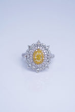 Load image into Gallery viewer, LUOWEND 18K White Gold Natural Yellow Diamond Ring for Women
