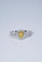 Load image into Gallery viewer, LUOWEND 18K White Gold Natural Yellow Diamond Ring for Women
