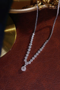 LUOWEND 18K White Gold Real Natural Diamond Necklace for Women