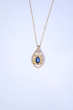 Load image into Gallery viewer, LUOWEND 18K Yellow Gold Real Natural Sapphire and Diamond Gemstone Necklace for Women
