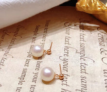 Load image into Gallery viewer, LUOWEND 18K Rose Gold Real Natural Pearl Earrings for Women
