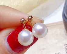 Load image into Gallery viewer, LUOWEND 18K Rose Gold Real Natural Pearl Earrings for Women
