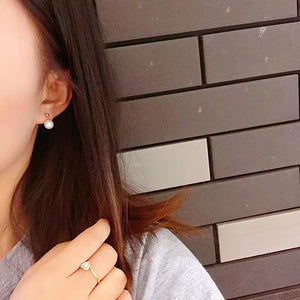 LUOWEND 18K Rose Gold Real Natural Pearl Earrings for Women