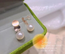 Load image into Gallery viewer, 18K Rose Gold Real Freshwater Pearl Earrings for Women
