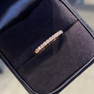 LUOWEND 18K Rose Gold Real Natural Diamond Ring for Women