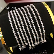 Load image into Gallery viewer, LUOWEND 100% 18K Yellow/White Gold Bracelet Natural Diamond Bracelet Tennis Bracelet Classic Bangle for Women Customize
